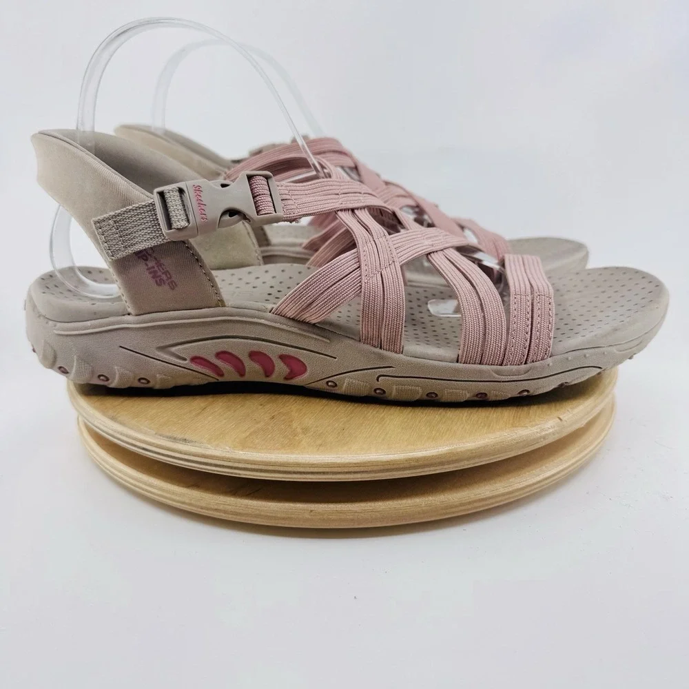 Skechers Reggae Slim Stretch Sandals Womens 11 Pink Taupe Comfort Sport slip in - Picture 4 of 7